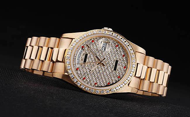 Rolex Day-Date Golden Diamond Cutwork 37mm Men Watch-RD3835 Rolex Day-Date Golden Diamond Cutwork 37mm Men Watch-RD3835