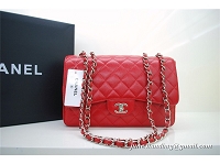 Chanel Jumbo Caviar Flap Bag 36076 Red Silver Chain Chanel Jumbo Caviar Flap Bag 36076 Red Silver Chain