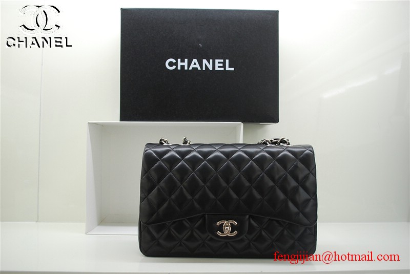 Chanel Jumbo Caviar Flap Bag 36076 Black Silver Chain Chanel Jumbo Caviar Flap Bag 36076 Black Silver Chain