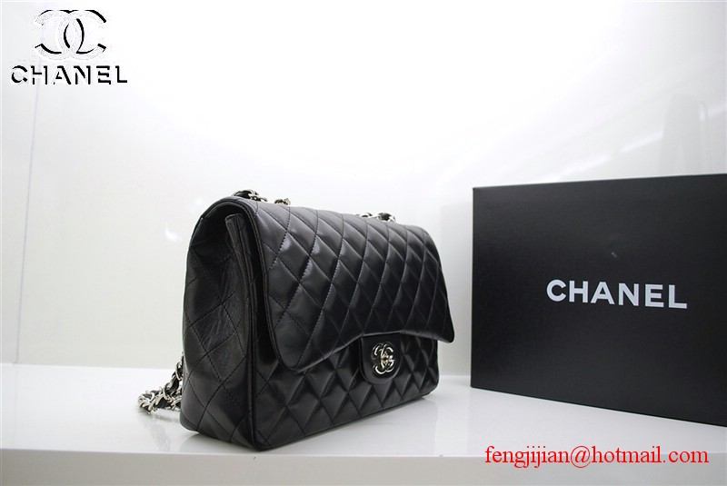 Chanel Jumbo Caviar Flap Bag 36076 Black Silver Chain Chanel Jumbo Caviar Flap Bag 36076 Black Silver Chain