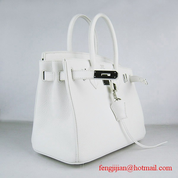 Hermes Birkin 30cm Togo Leather Bag White 6088