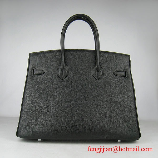 Hermes Birkin 35cm Tendon Veins Leather Bag Black Silver Hardware Hermes Birkin 35cm Tendon Veins Leather Bag Black Silver Hardware