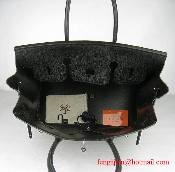 Hermes Birkin 35cm Tendon Veins Leather Bag Black Silver Hardware Hermes Birkin 35cm Tendon Veins Leather Bag Black Silver Hardware