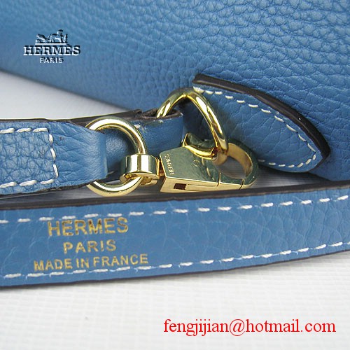 Hermes Kelly 32cm Togo Leather Bag Blue 6108 Gold Hardware Hermes Kelly 32cm Togo Leather Bag Blue 6108 Gold Hardware