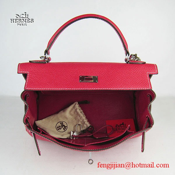 Hermes Kelly 32cm Togo Leather Bag Red 6108 Silver Hardware Hermes Kelly 32cm Togo Leather Bag Red 6108 Silver Hardware