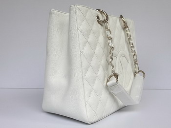 Chanel Quilted CC Tote Bag 35626 White Chanel Quilted CC Tote Bag 35626 White