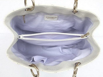 Chanel Quilted CC Tote Bag 35626 White Chanel Quilted CC Tote Bag 35626 White