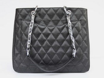 Chanel Quilted CC Tote Bag 35626 Black Silver Hardware Chanel Quilted CC Tote Bag 35626 Black Silver Hardware