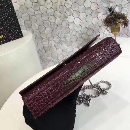 Saint Laurent mini Croco Leather Cross-body Shoulder Bag Y2811 Wine Saint Laurent mini Croco Leather Cross-body Shoulder Bag Y2811 Wine
