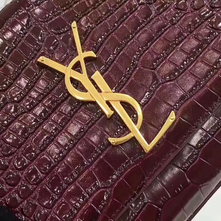 Saint Laurent mini Croco Leather Cross-body Shoulder Bag Y2811 Wine Saint Laurent mini Croco Leather Cross-body Shoulder Bag Y2811 Wine