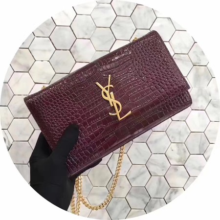 Saint Laurent mini Croco Leather Cross-body Shoulder Bag Y2811 Wine Saint Laurent mini Croco Leather Cross-body Shoulder Bag Y2811 Wine