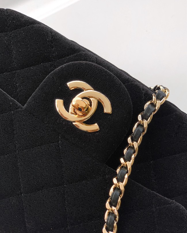 Chanel small Classic Handbag velvet AS1787 black