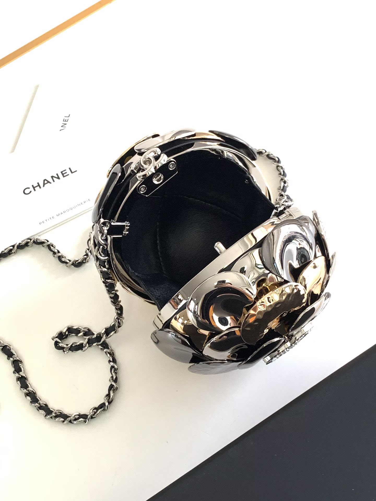 Chanel Camellia With Diamonds Mini Ball Bag 63028 Gold
