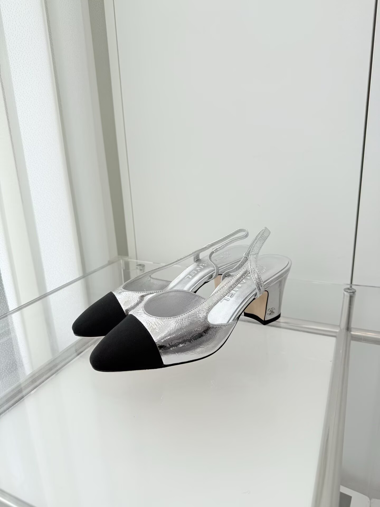 Chanel Sandals Calfskin Shoes 6.5CM Heels 63013 Silver