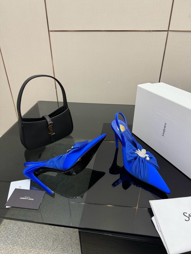 Saint Laurent AMALIA slingback pumps in satin crepe Heel 10.5CM 55726-10