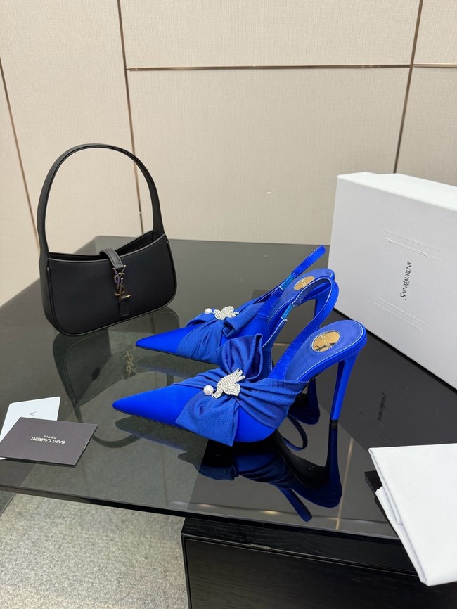 Saint Laurent AMALIA slingback pumps in satin crepe Heel 10.5CM 55726-10