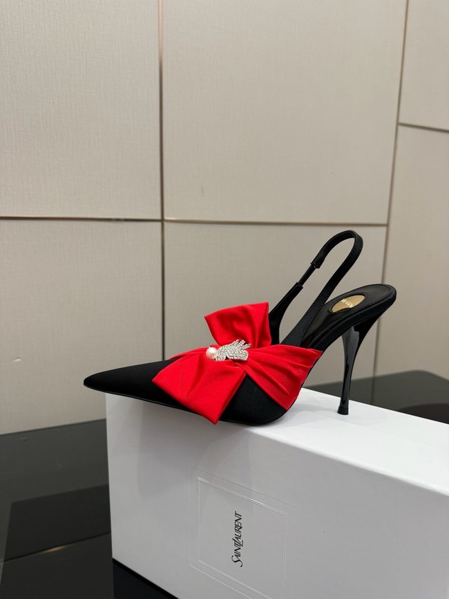 Saint Laurent AMALIA slingback pumps in satin crepe Heel 10.5CM 55726-14