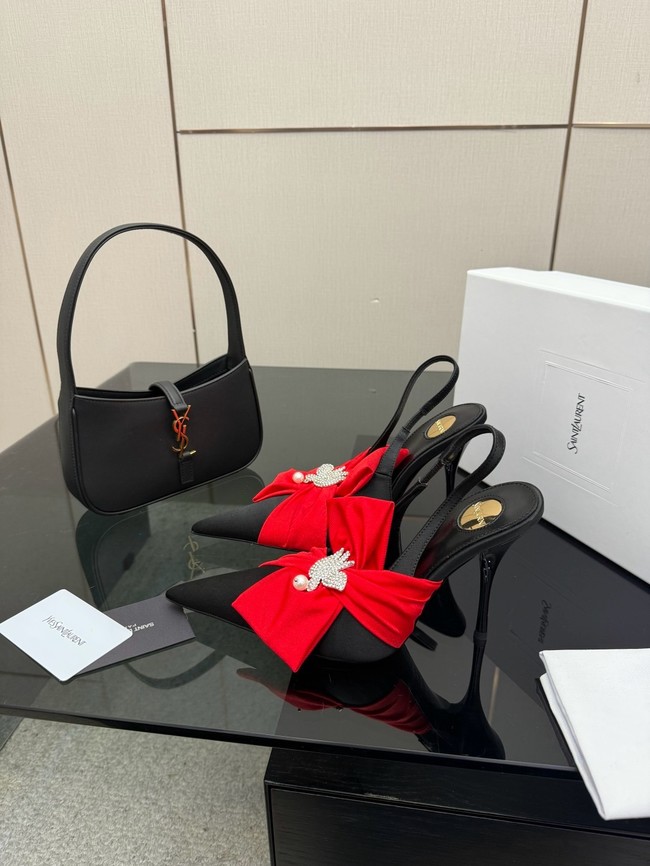 Saint Laurent AMALIA slingback pumps in satin crepe Heel 10.5CM 55726-14