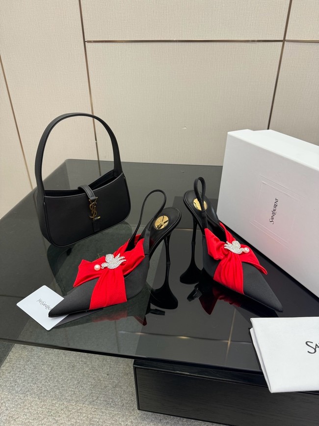 Saint Laurent AMALIA slingback pumps in satin crepe Heel 10.5CM 55726-14