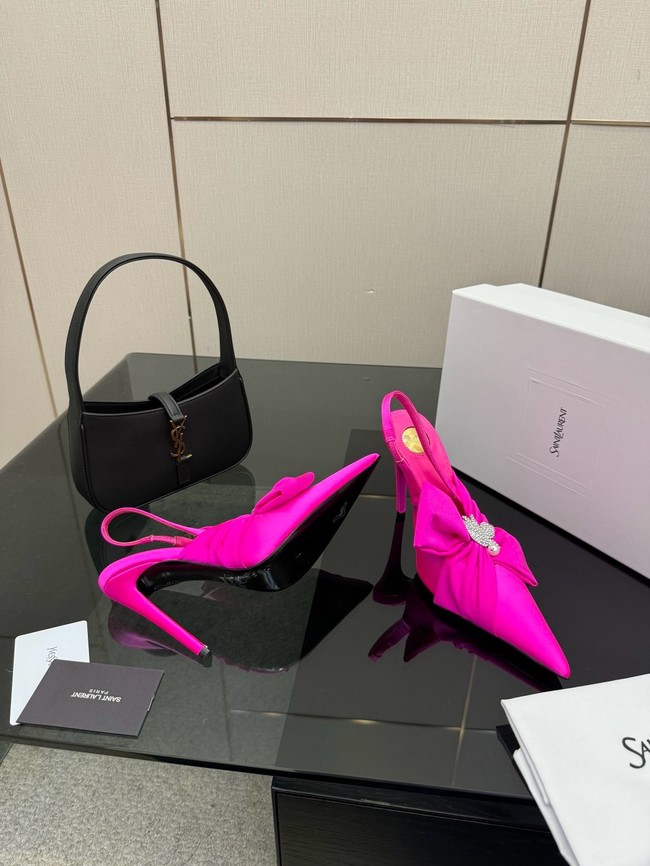 Saint Laurent AMALIA slingback pumps in satin crepe Heel 10.5CM 55726-2