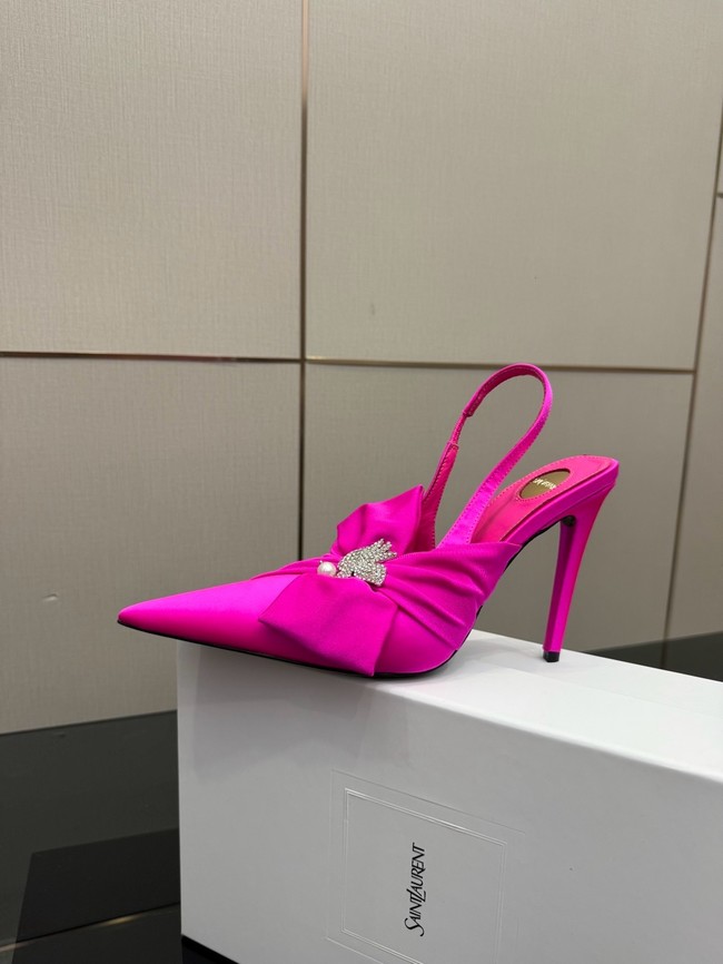 Saint Laurent AMALIA slingback pumps in satin crepe Heel 10.5CM 55726-2