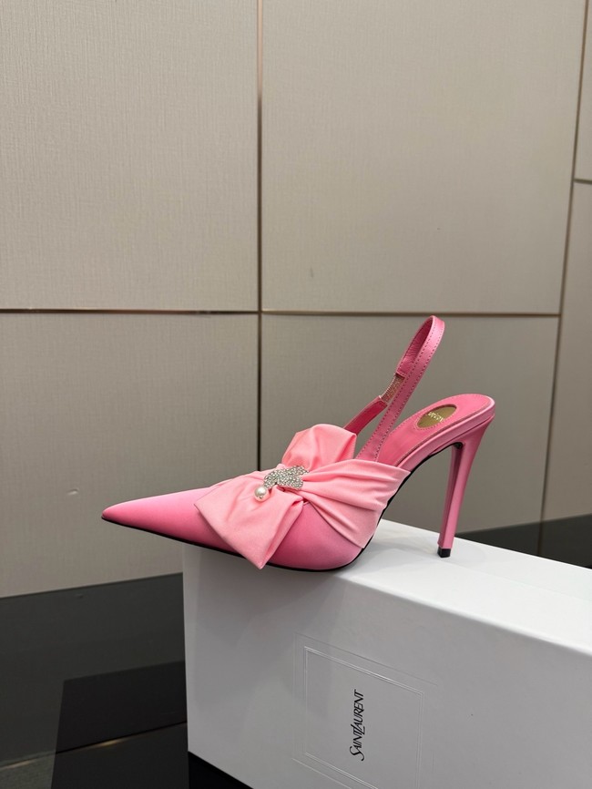 Saint Laurent AMALIA slingback pumps in satin crepe Heel 10.5CM 55726-4