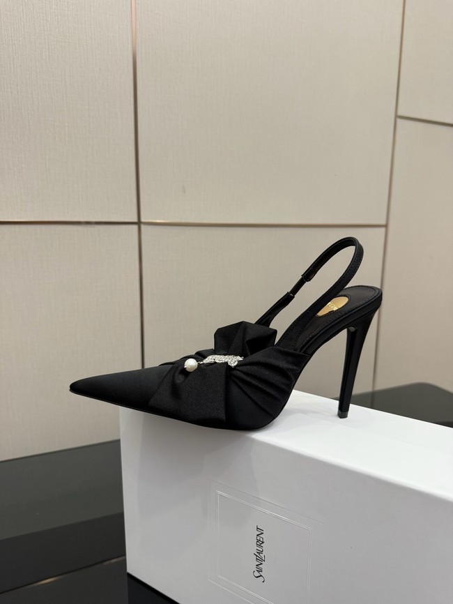 Saint Laurent AMALIA slingback pumps in satin crepe Heel 10.5CM 55726-7