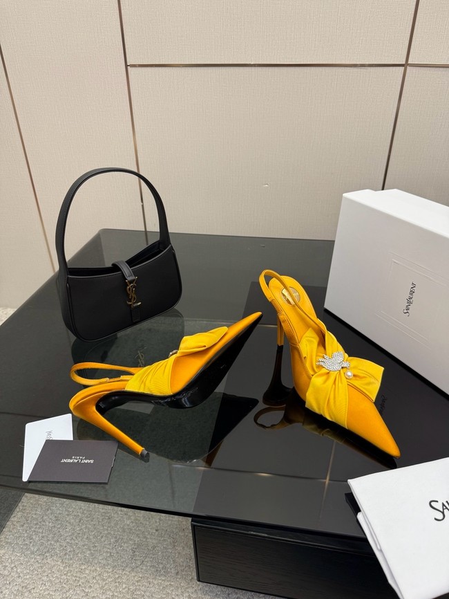 Saint Laurent AMALIA slingback pumps in satin crepe Heel 10.5CM 55726-8