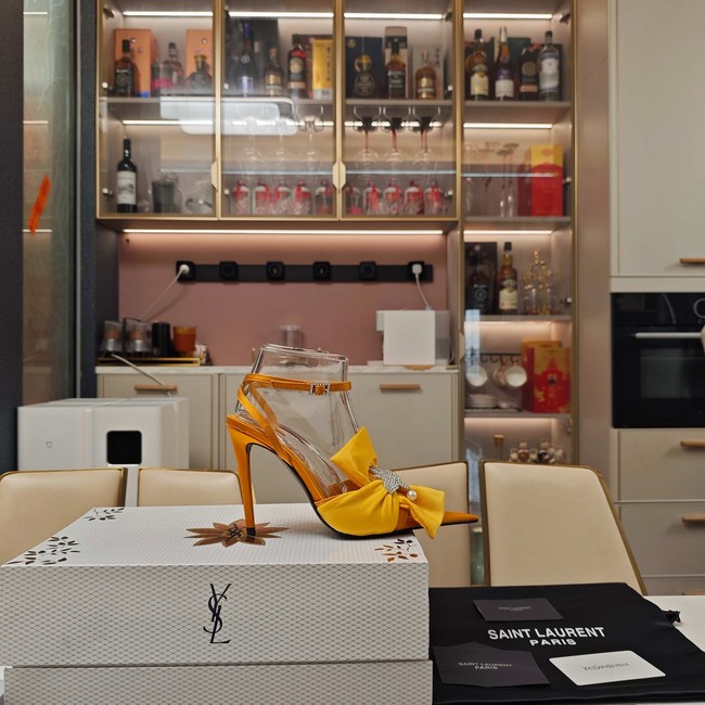 Saint Laurent AMALIA slingback pumps in satin crepe Heel 10.5CM 35964-4
