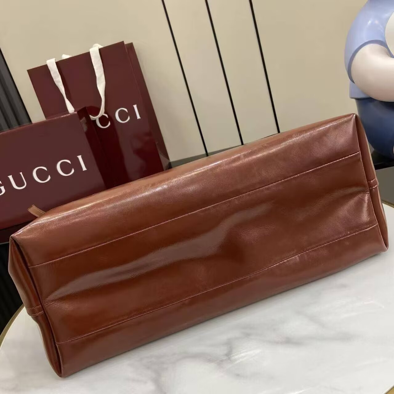 Gucci Giglio Original Oiled Leather large tote GG bag 853971 Brown