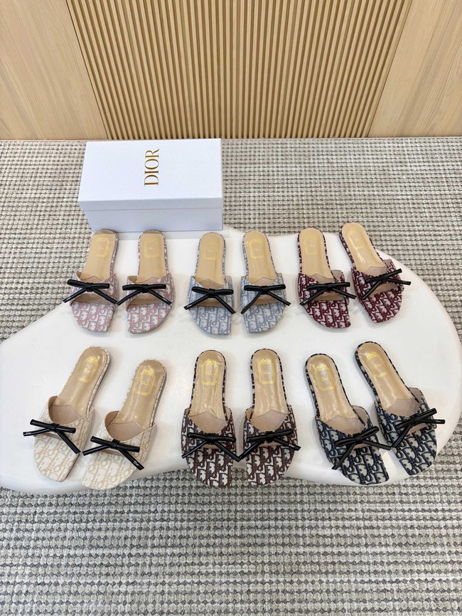 Dior Bow Slide Dior Oblique Embroidered Cotton KCO623-1