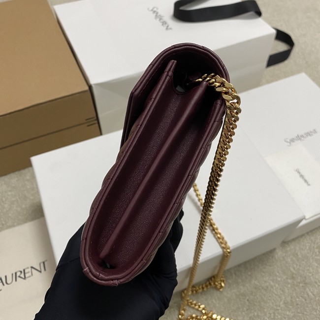 SAINT LAURENT WOC Classic Monogramme Flap Bag 360452 BURGUNDY