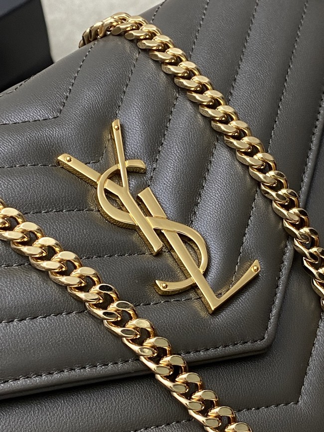 SAINT LAURENT WOC Classic Monogramme Flap Bag 360452 Khaki