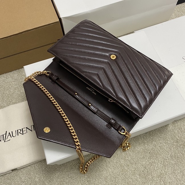 SAINT LAURENT WOC Classic Monogramme Flap Bag 360452 dark brown