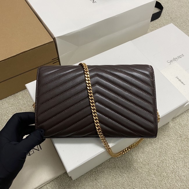 SAINT LAURENT WOC Classic Monogramme Flap Bag 360452 dark brown