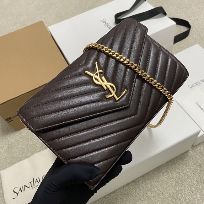 SAINT LAURENT WOC Classic Monogramme Flap Bag 360452 dark brown