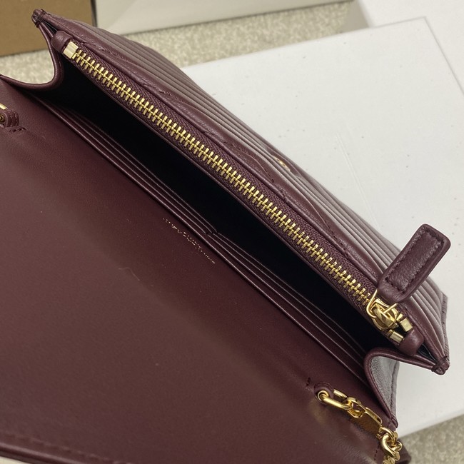 SAINT LAURENT WOC Classic Monogramme Flap Bag 441974 BURGUNDY
