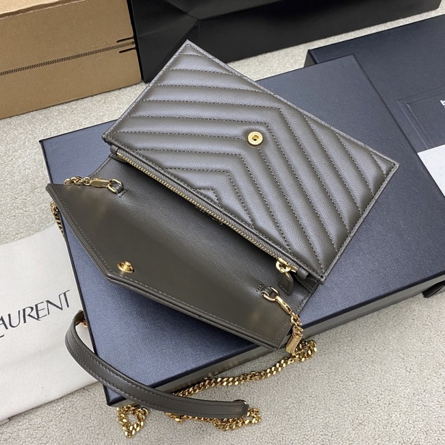 SAINT LAURENT WOC Classic Monogramme Flap Bag 441974 dark gray