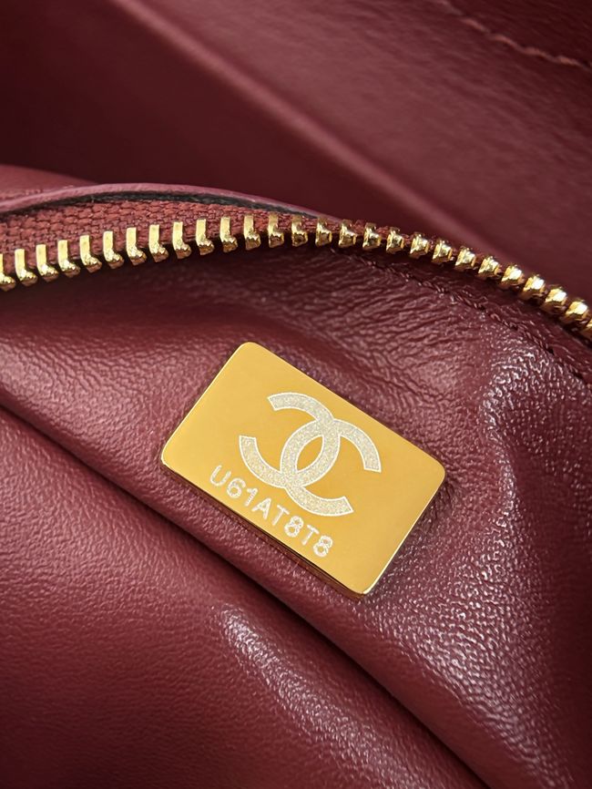 Chanel Mini Flap Bag AS6573 Purple-red&gold-Tone Metal