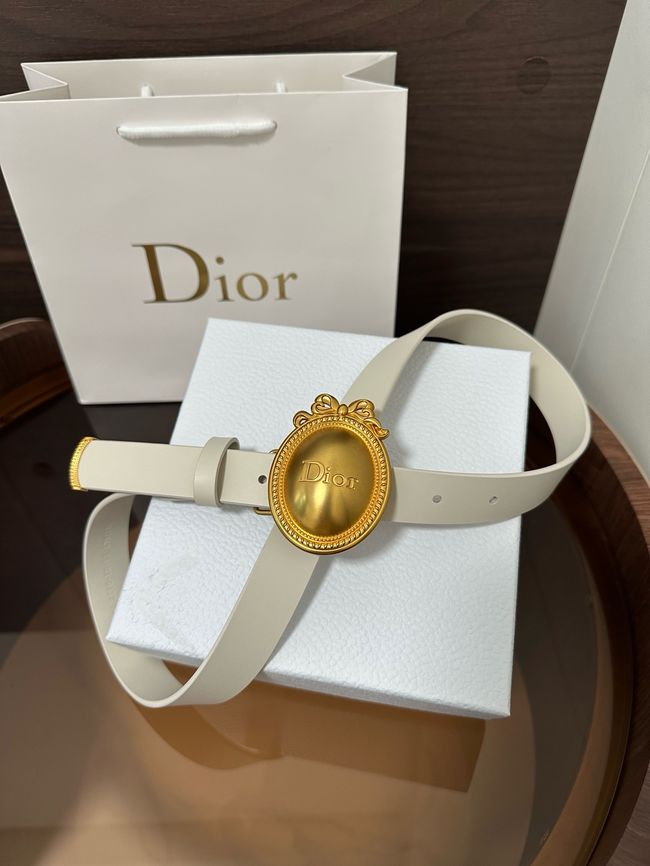 Dior Medaillon Belt Smooth Calfskin 25 MM B1022Q white