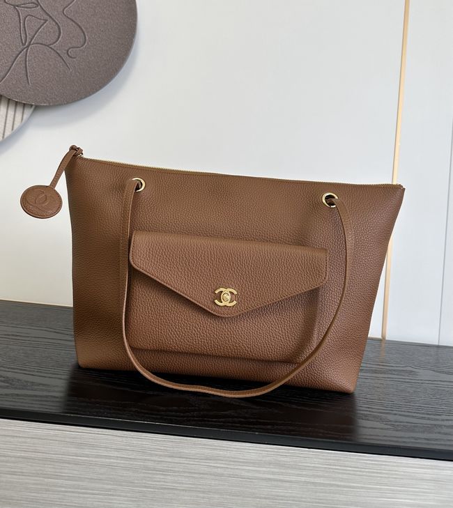 Chanel Shopping Bag Grained Calfskin AS6483 brown