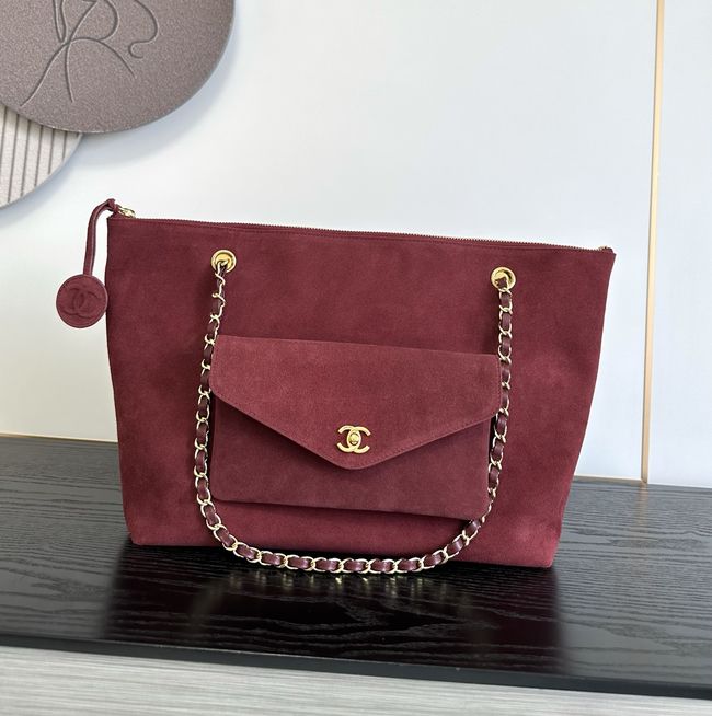 Chanel Shopping Bag Suede AS6483 Burgundy Chanel Shopping Bag Suede AS6483 Burgundy