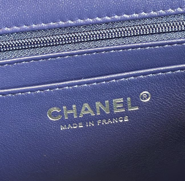 Chanel MINI FLAP BAG Crocodile Embossed 1116 Dark Blue&silver