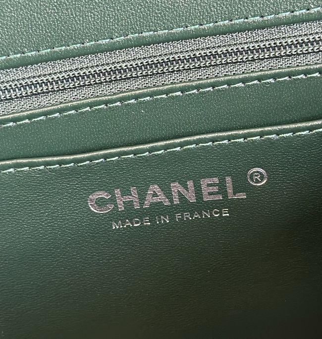 Chanel MINI FLAP BAG Crocodile Embossed 1116 green&silver