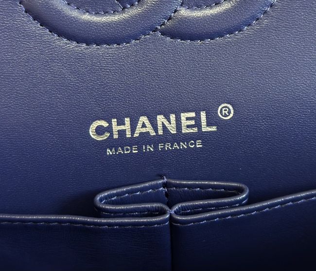 Chanel Small Flap Bag Crocodile Embossed 1112 dark blue&silver