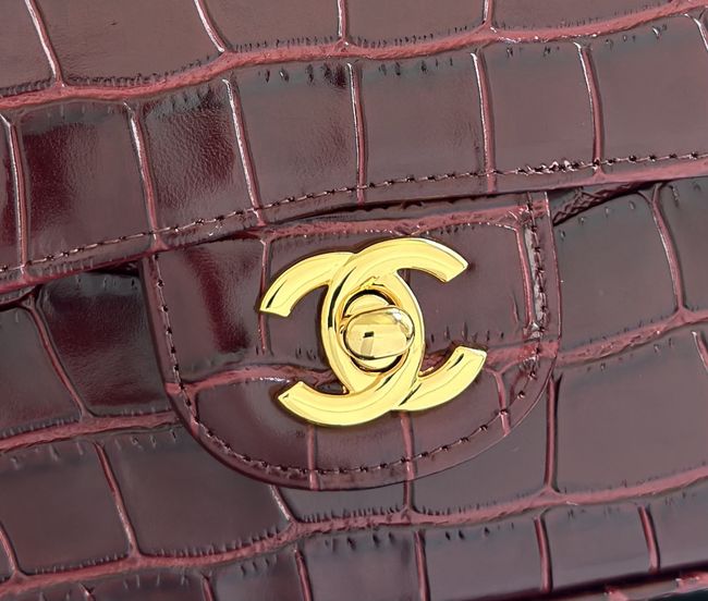 Chanel Small Flap Bag Crocodile Embossed Calfskin 1112 Dark Burgundy Chanel Small Flap Bag Crocodile Embossed Calfskin 1112 Dark Burgundy