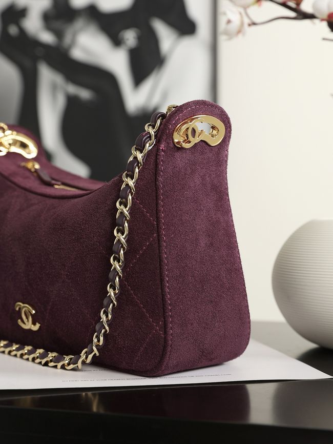 CHANEL Hobo Bag Suede AS6640 Burgundy CHANEL Hobo Bag Suede AS6640 Burgundy