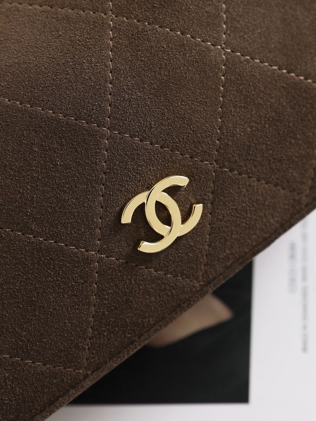 CHANEL Hobo Bag Suede AS6640 dark brown