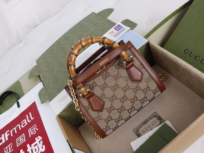 Gucci Diana embroidered small tote bag 675800 brown